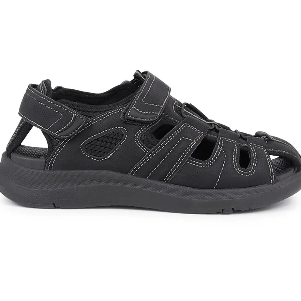 Dual Touch-Fastening Sandals - Black
