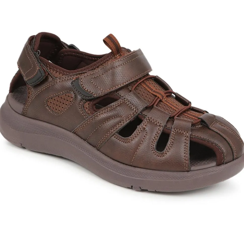 Dual Touch-Fastening Sandals - Dark Brown