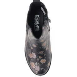 EasyFit Block-Heel Ankle Boots - Black Floral