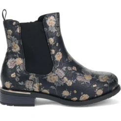 EasyFit Block-Heel Ankle Boots - Black Floral