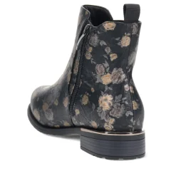 EasyFit Block-Heel Ankle Boots - Black Floral