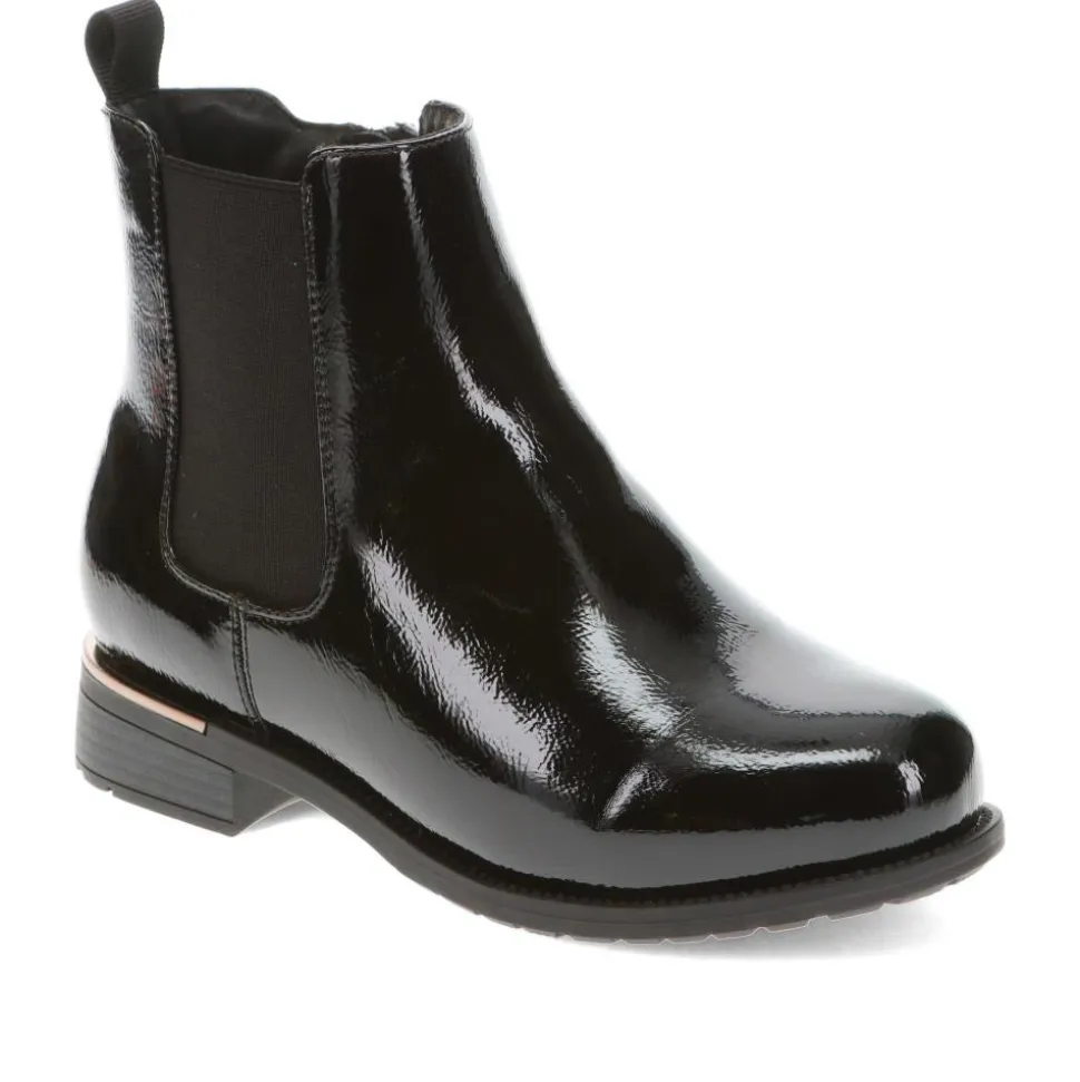 EasyFit Block-Heel Ankle Boots - Black Patent