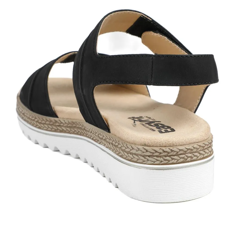 EasyFit Catena Extra Wide Touch Fasten Sandals - Black