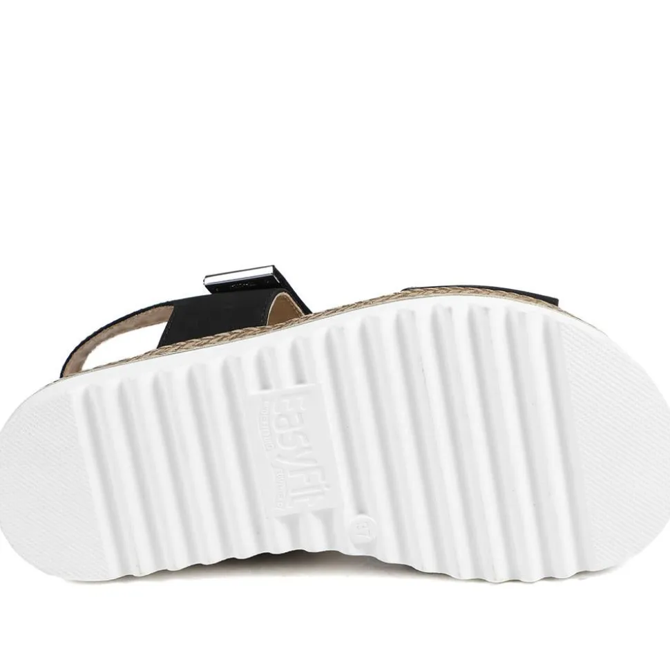 EasyFit Catena Extra Wide Touch Fasten Sandals - Black