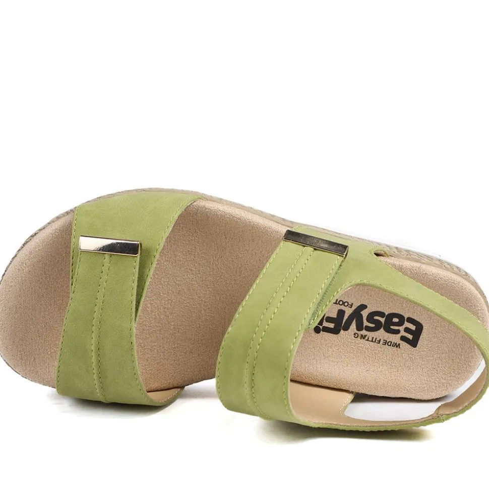 EasyFit Catena Extra Wide Touch Fasten Sandals - Green
