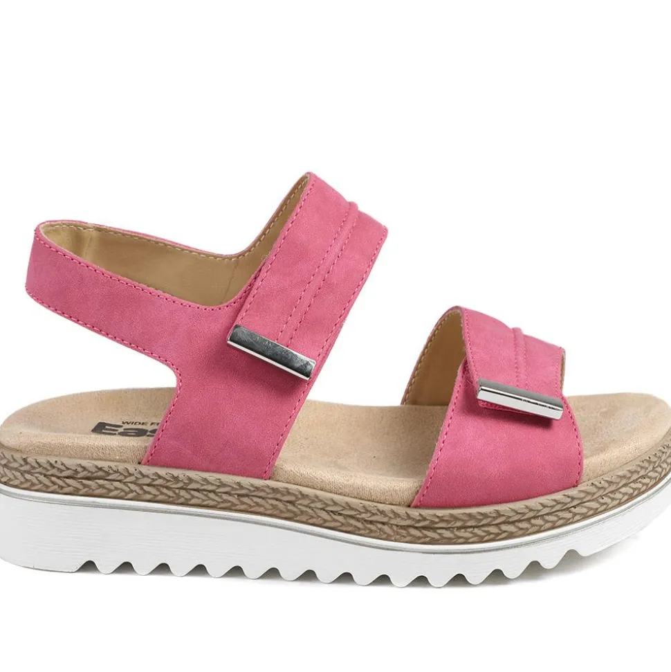 EasyFit Catena Extra Wide Touch Fasten Sandals - Pink