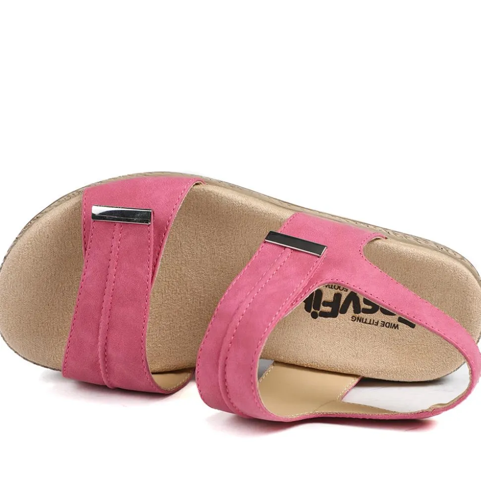 EasyFit Catena Extra Wide Touch Fasten Sandals - Pink