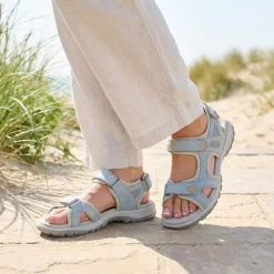 Easyfit Cella Extra Wide Fit Touch Fasten Sandals - Light Blue
