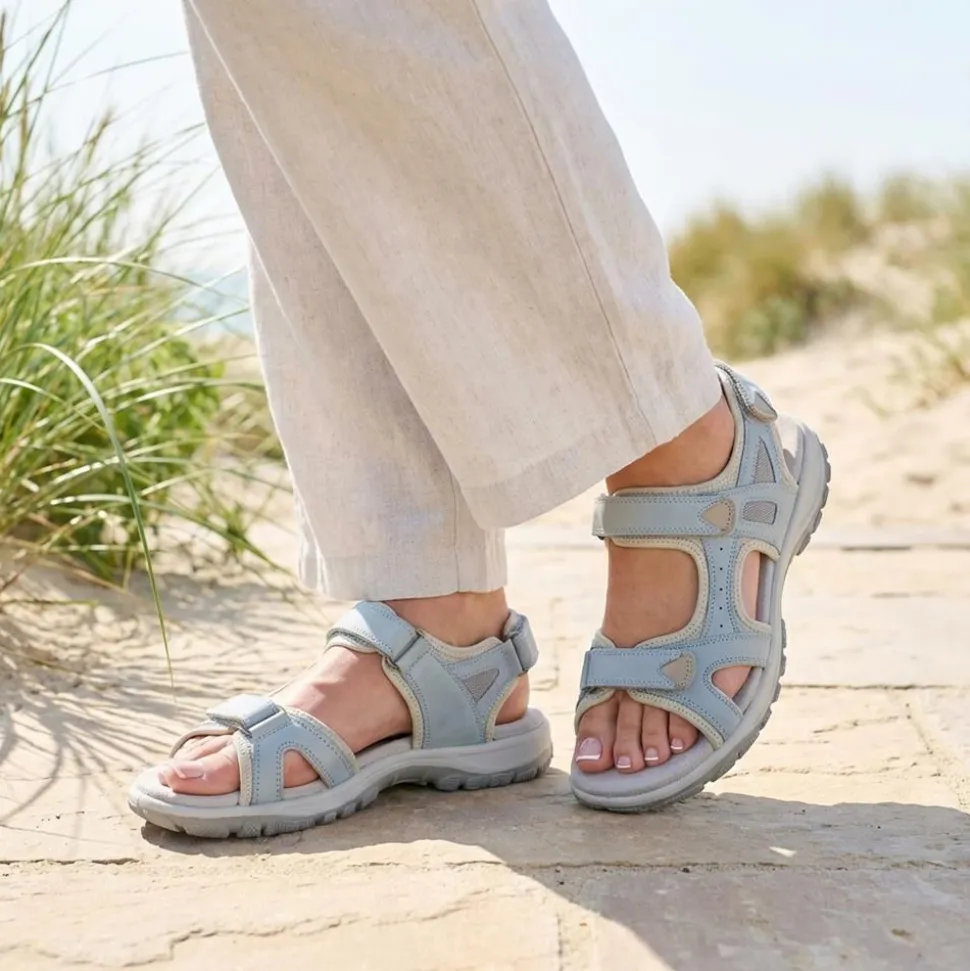 Easyfit Cella Extra Wide Fit Touch Fasten Sandals - Light Blue
