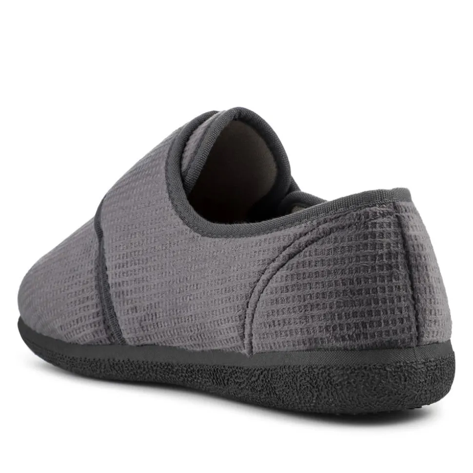 EasyFit Extra Wide Adjustable Fit Slippers - Grey