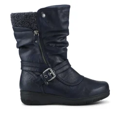 EasyFit Extra Wide Buckle Boots - Navy