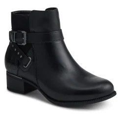 EasyFit Extra-Wide Buckled Ankle Boots - Black