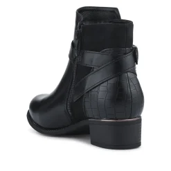 EasyFit Extra-Wide Buckled Ankle Boots - Black