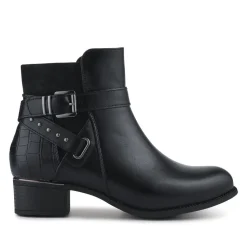 EasyFit Extra-Wide Buckled Ankle Boots - Black