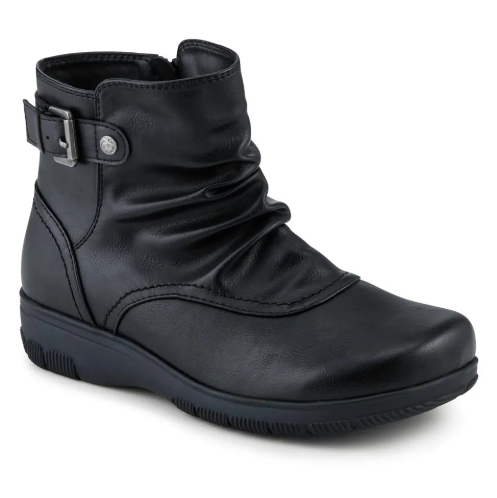 EasyFit Extra Wide Buckled Ankle Boots - Black