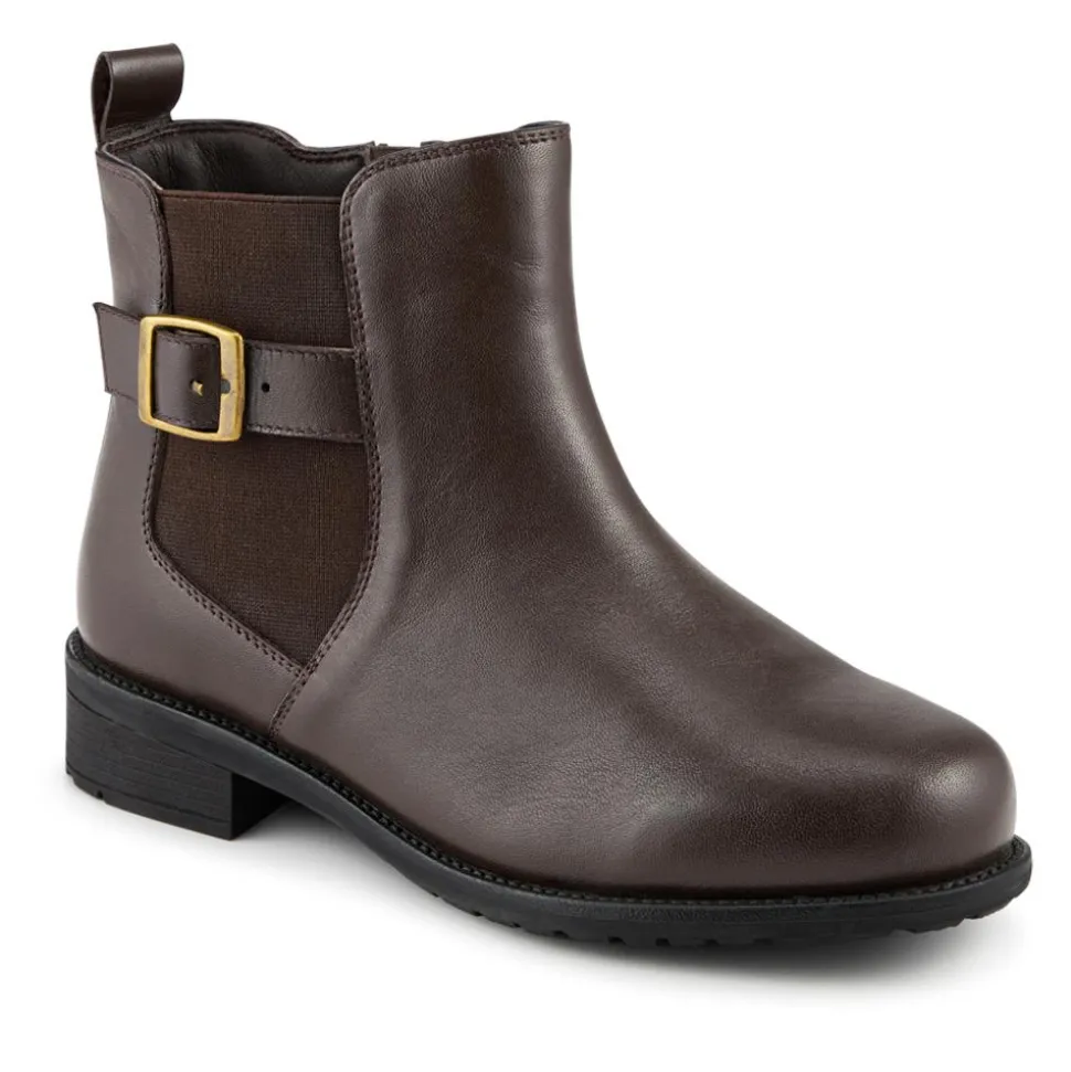 EasyFit Extra Wide Fit Leather Boots - Chocolate