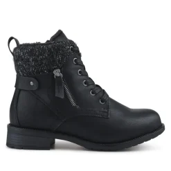 EasyFit Extra-Wide Knitted-Cuff Ankle Boots - Black