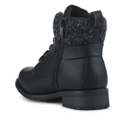EasyFit Extra-Wide Knitted-Cuff Ankle Boots - Black