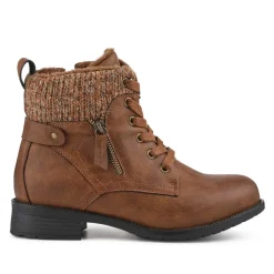 EasyFit Extra-Wide Knitted-Cuff Ankle Boots - Tan