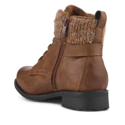 EasyFit Extra-Wide Knitted-Cuff Ankle Boots - Tan