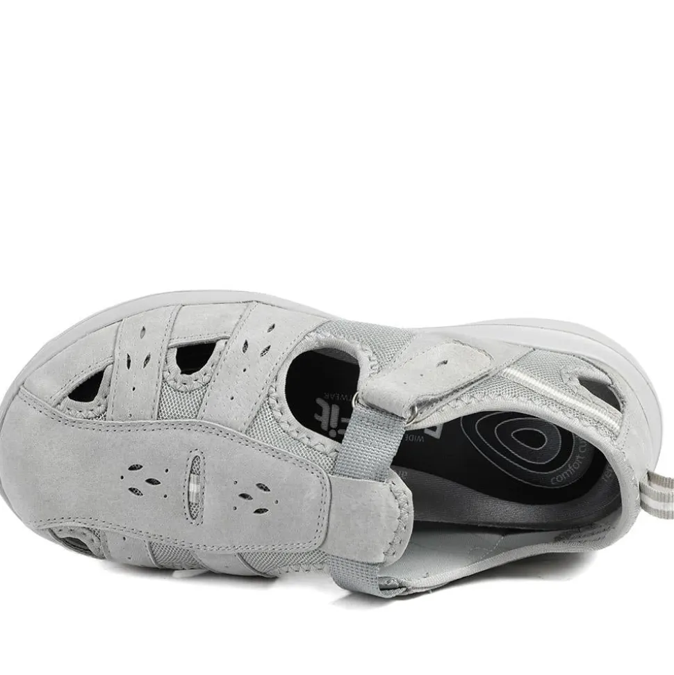 Easyfit Extra Wide Leather Monk Shoes - Grey
