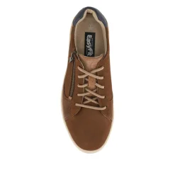 EasyFit Extra Wide Leather Zip-Up Trainers - Tan Multi