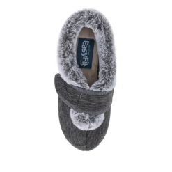 EasyFit Extra Wide Touch Fasten Slippers - Grey