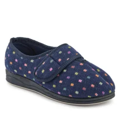 EasyFit Extra-Wide Touch-Fasten Slippers - Navy