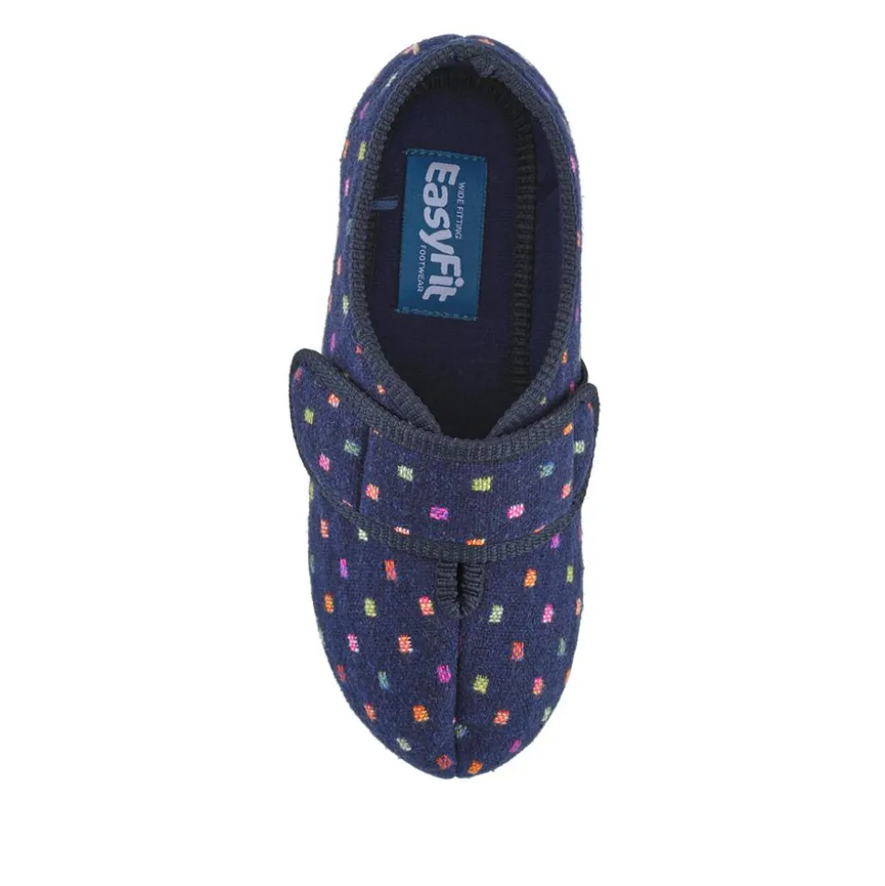 EasyFit Extra-Wide Touch-Fasten Slippers - Navy
