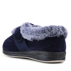 EasyFit Extra Wide Touch Fasten Slippers - Navy