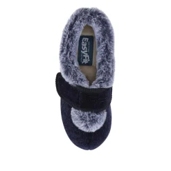EasyFit Extra Wide Touch Fasten Slippers - Navy