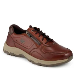 EasyFit Extra Wide Zip & Lace Casual Shoes - Cognac