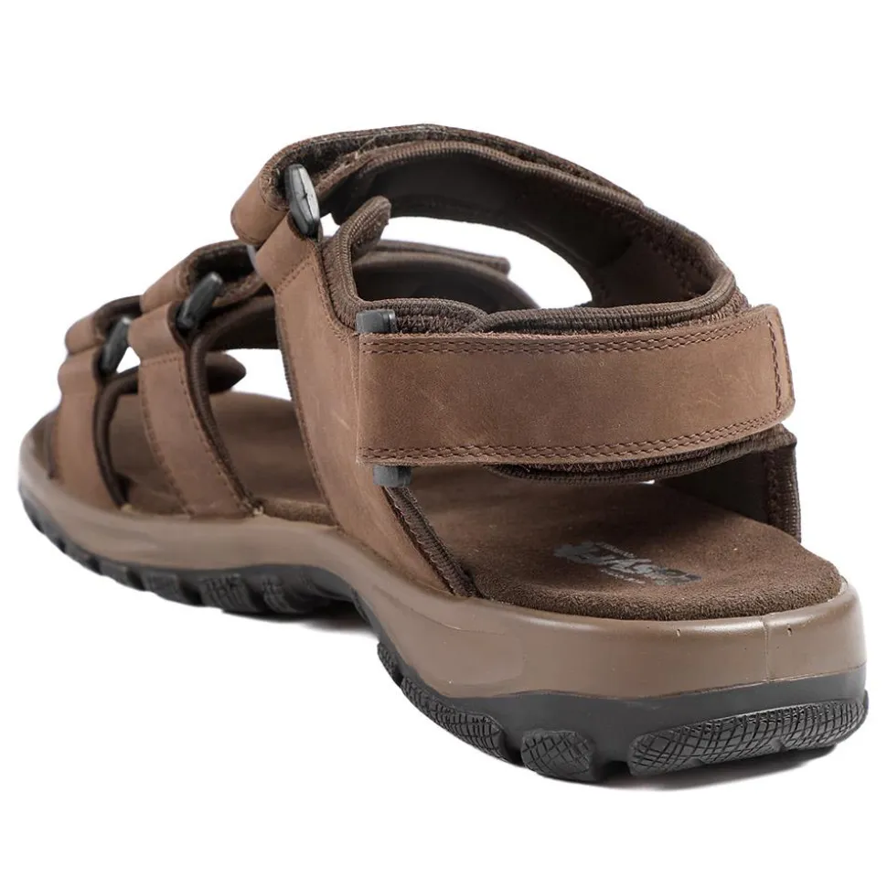 EasyFit Julius Extra Wide Leather Sandals - Dark Brown