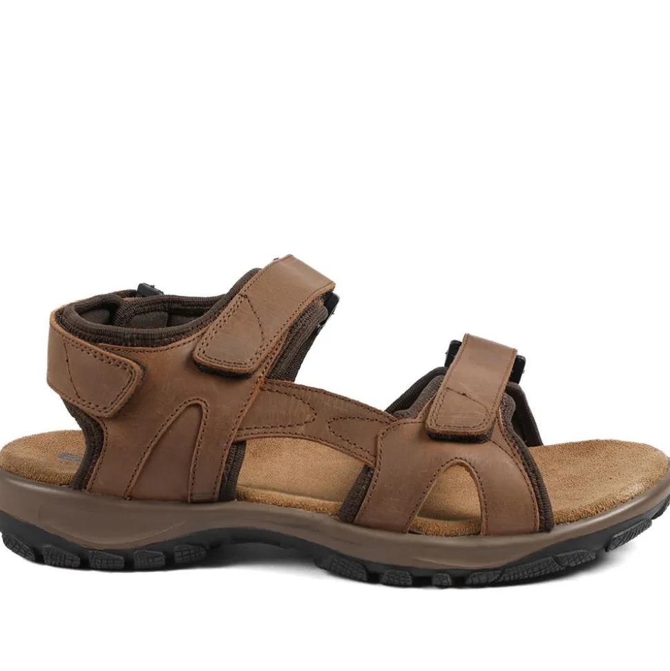 EasyFit Marius Extra Wide Leather Sandals - Brown