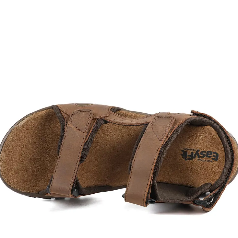 EasyFit Marius Extra Wide Leather Sandals - Brown