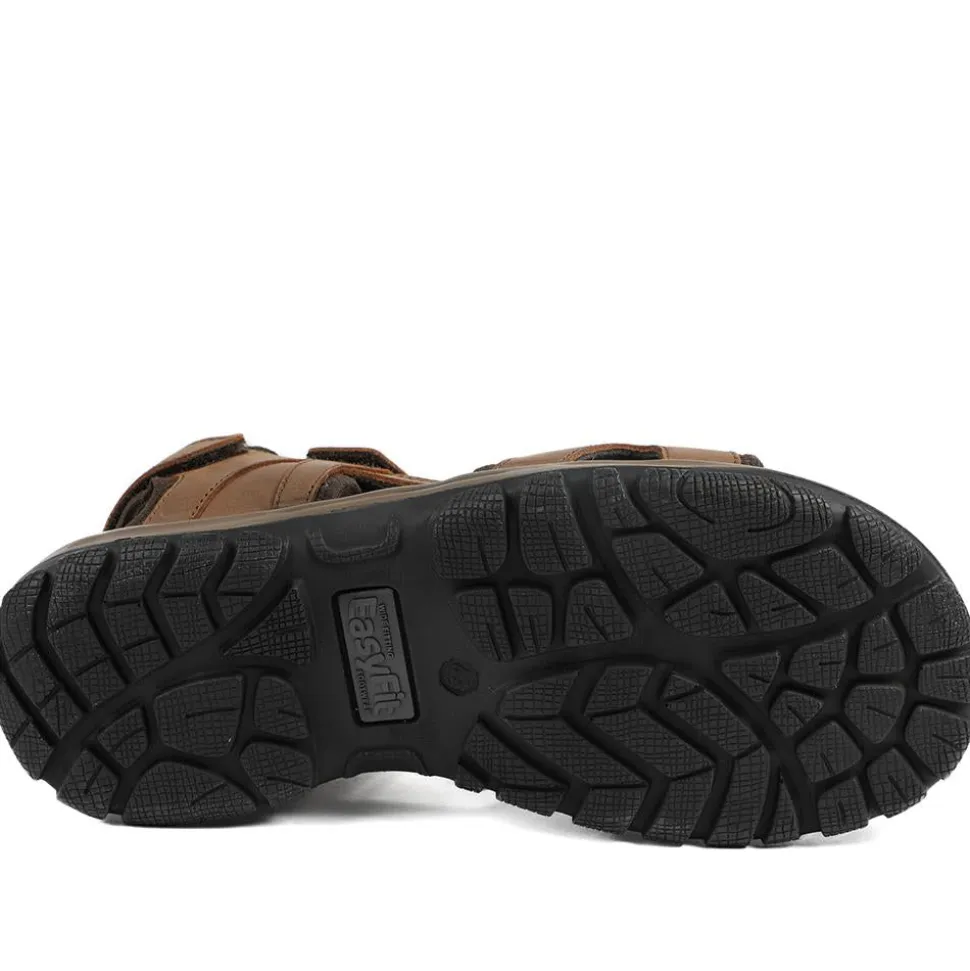 EasyFit Marius Extra Wide Leather Sandals - Brown