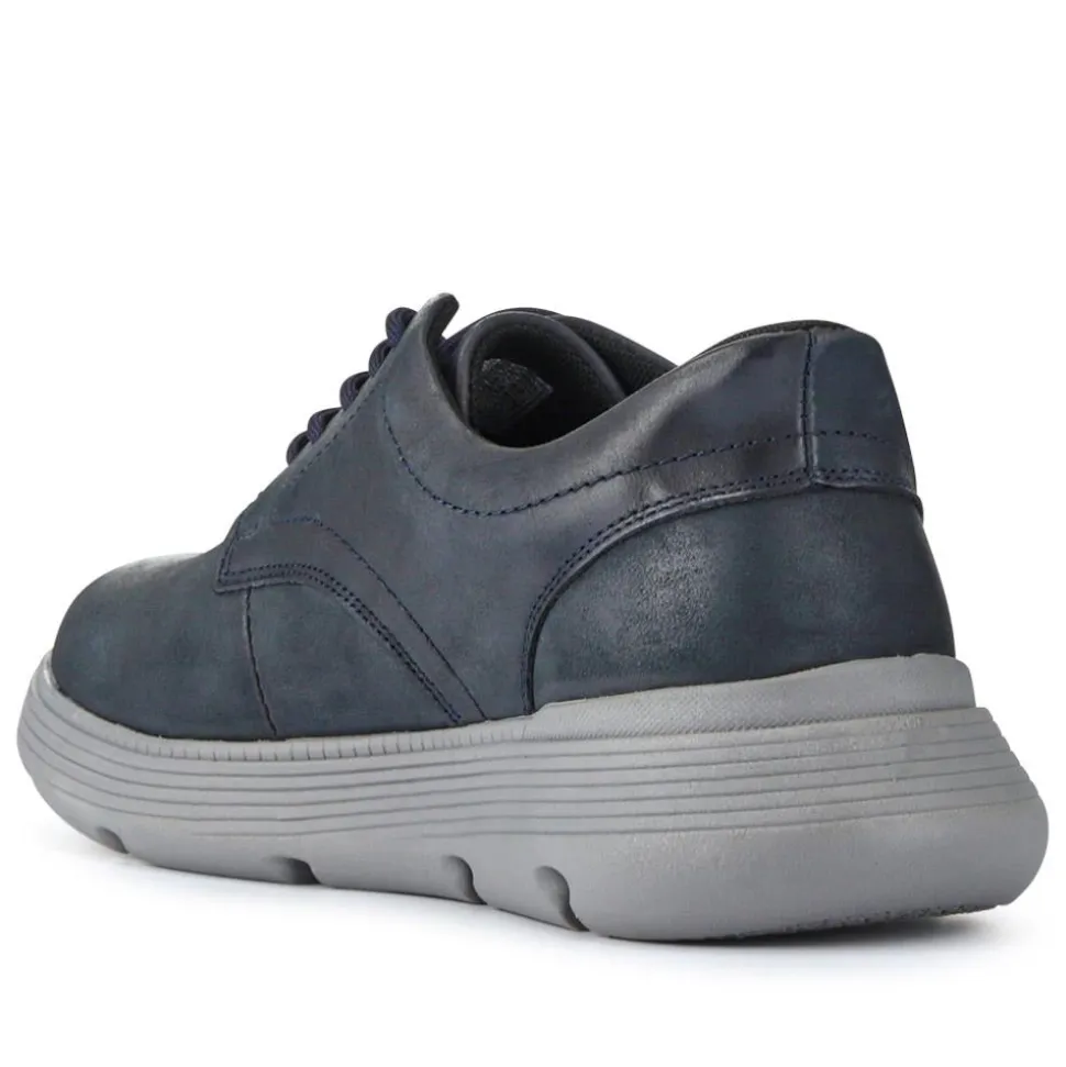 Easy Step In Casual Leather Lace Up Shoes - Navy