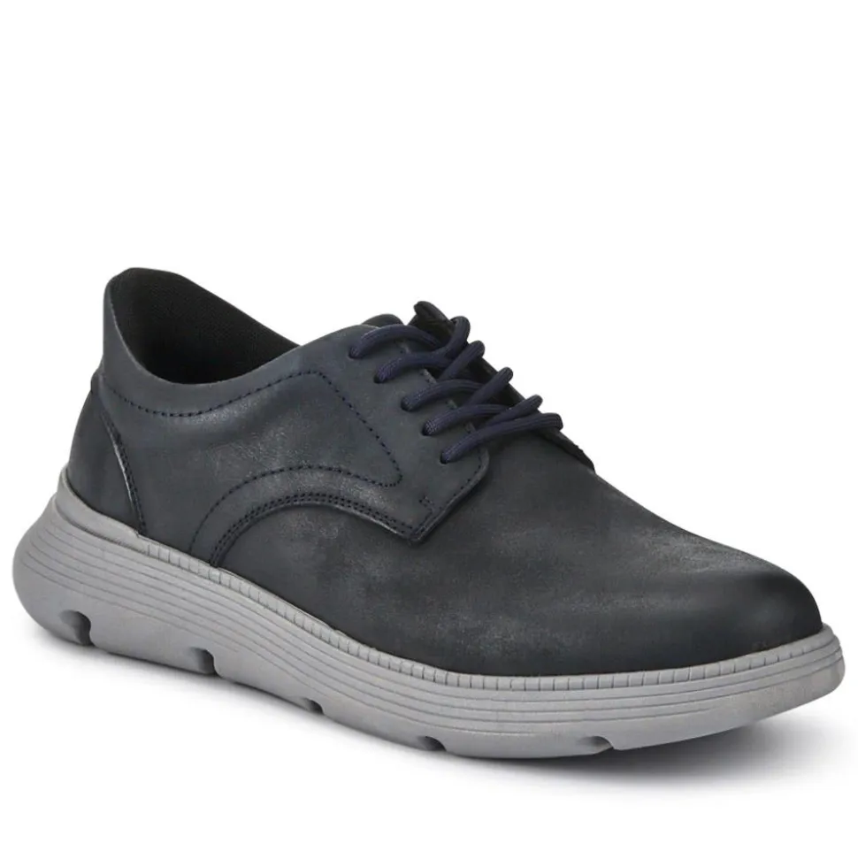 Easy Step In Casual Leather Lace Up Shoes - Navy