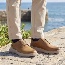 Easy Step In Casual Leather Lace Up Shoes - Tan