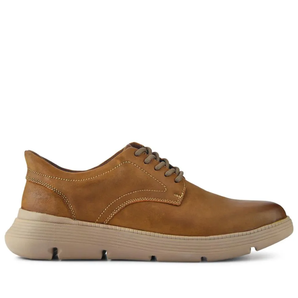 Easy Step In Casual Leather Lace Up Shoes - Tan