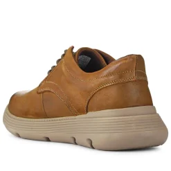 Easy Step In Casual Leather Lace Up Shoes - Tan