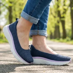 Easy Step In Comfort Wedge Shoes - Navy