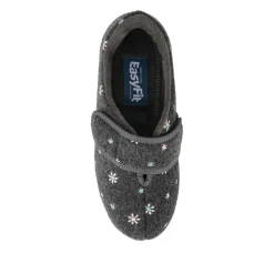 Easy Step In Extra Wide Adjustable Fasten Slippers - Grey