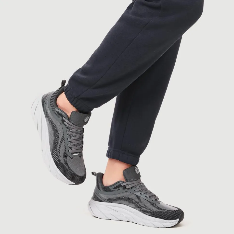 Easy Step In Memory Foam Lace Up Trainers - Grey