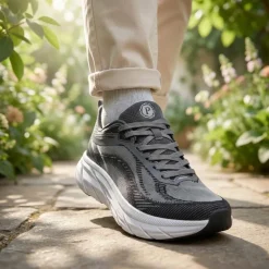 Easy Step In Memory Foam Lace Up Trainers - Grey