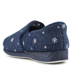 Easy Step In Memory Foam Slippers - Navy