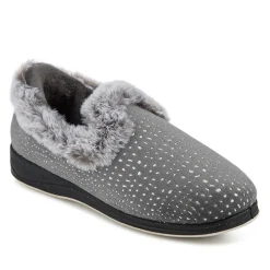 Easy Step In Wide Fit Fur Cuff Slippers - Grey