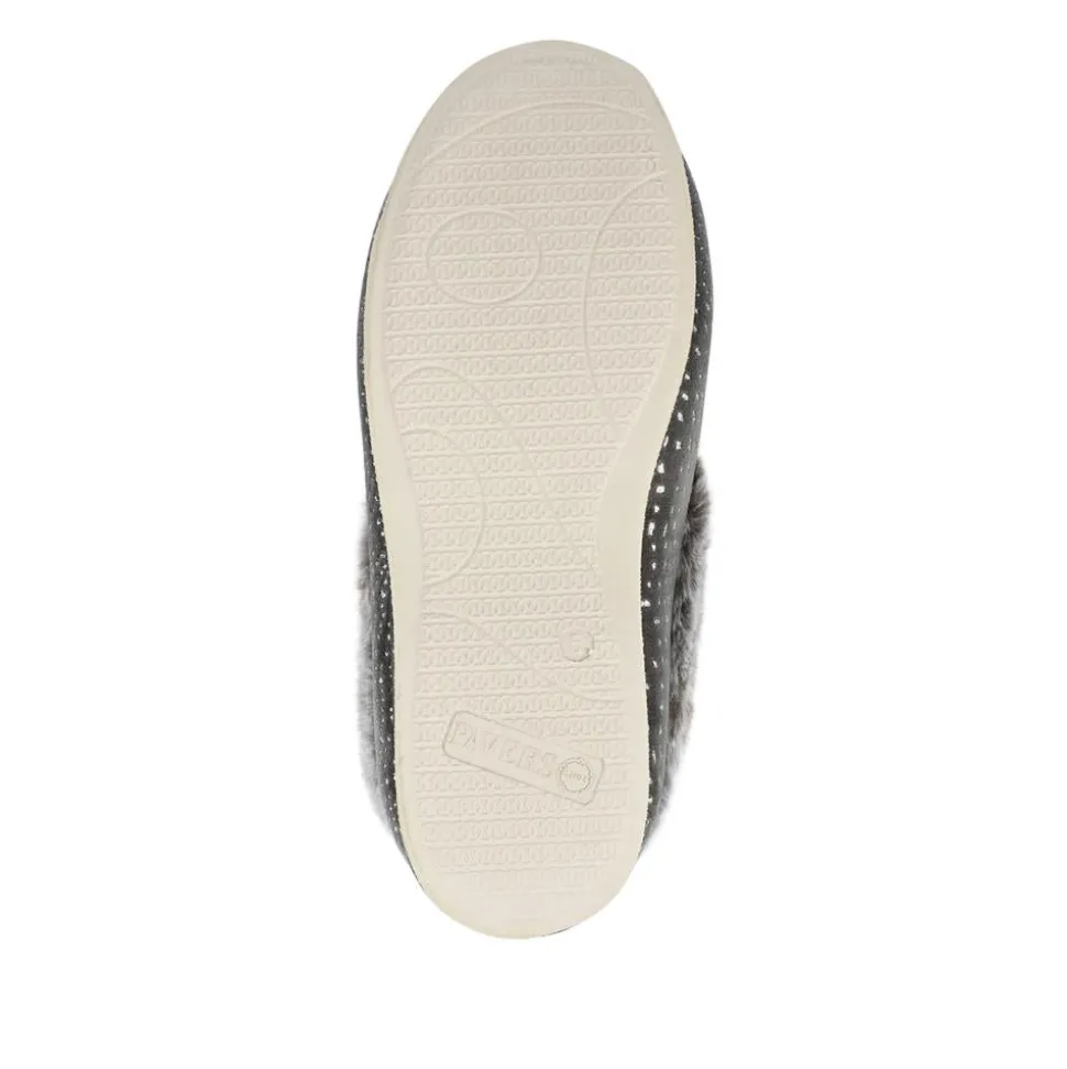 Easy Step In Wide Fit Fur Cuff Slippers - Grey
