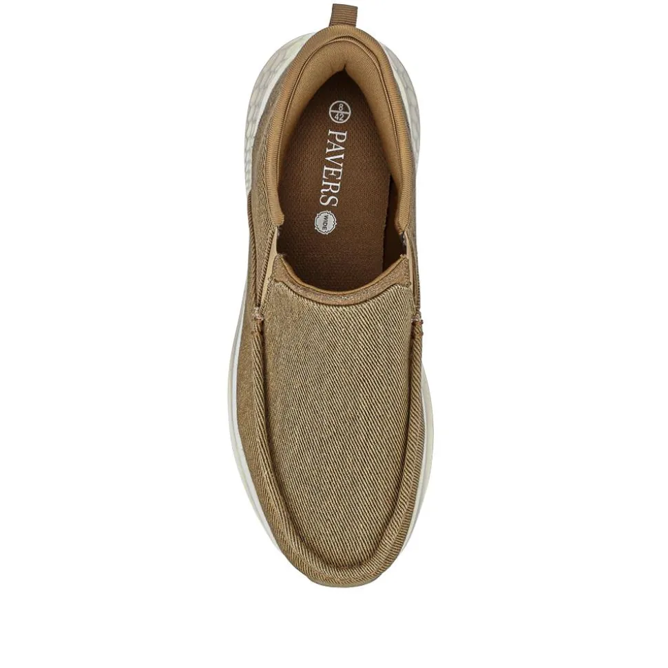 Easy Step In Wide Fit Laceless Trainers - Beige