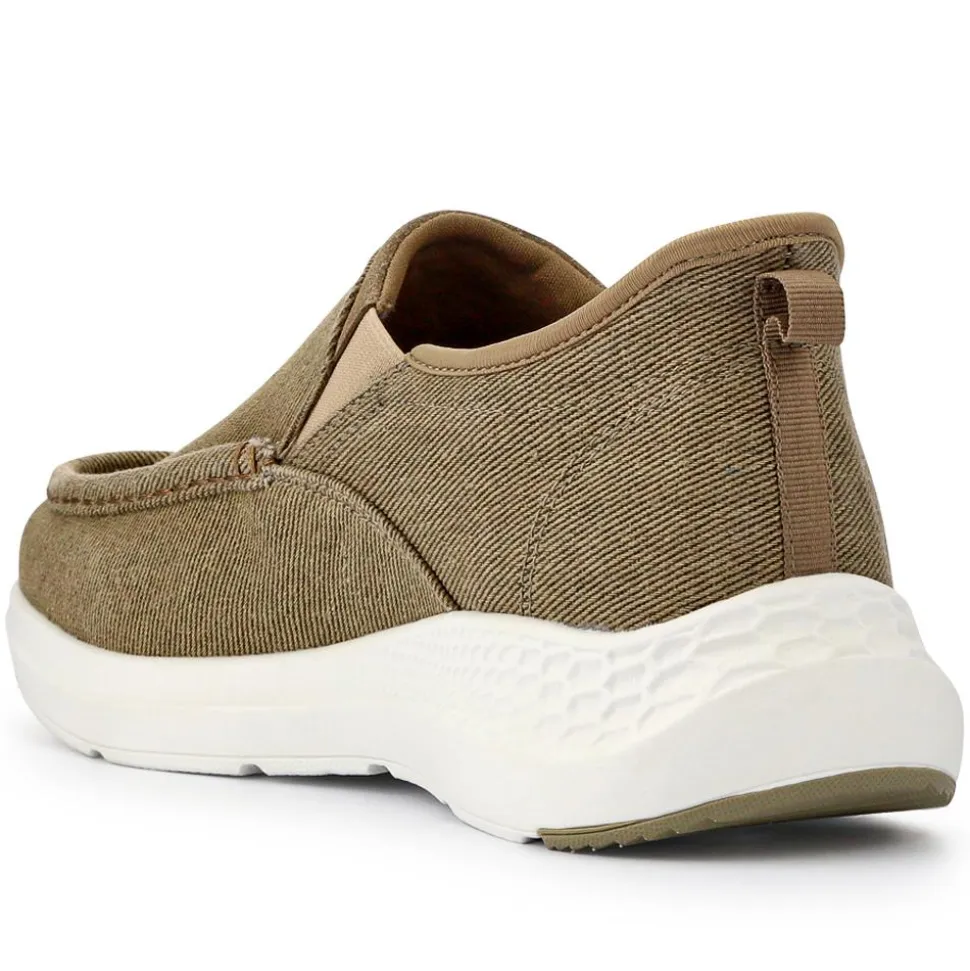 Easy Step In Wide Fit Laceless Trainers - Beige